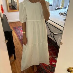 Elegant White Puff Sleeve Dress white dress frock S